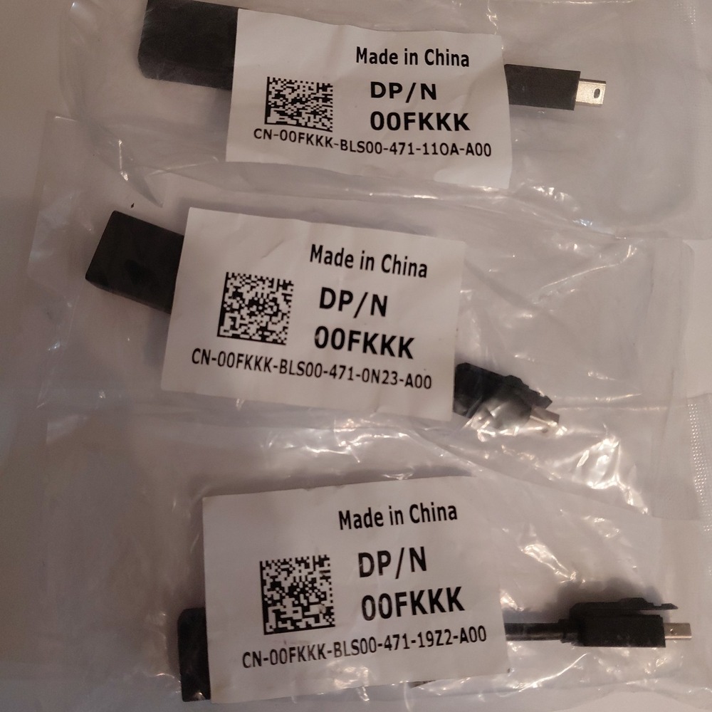 Lot Of 3 Dell Mini DisplayPort Male To DisplayPort Female Adapter DP/N 00FKKK